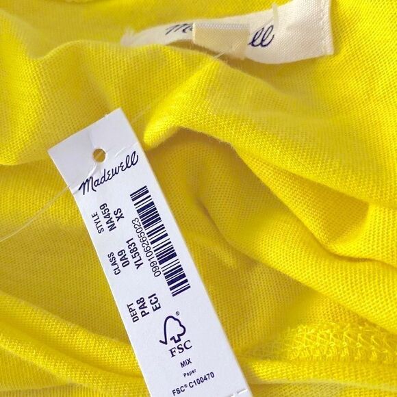 NWT Madewell Yellow T-Shirt Short Sleeves 100% Cotton Crew Neck Minimalist Chic - Picture 3 of 8
